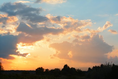 Photo of Picturesque view of beautiful countryside at sunset