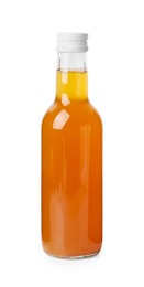 Delicious kombucha in glass bottle isolated on white