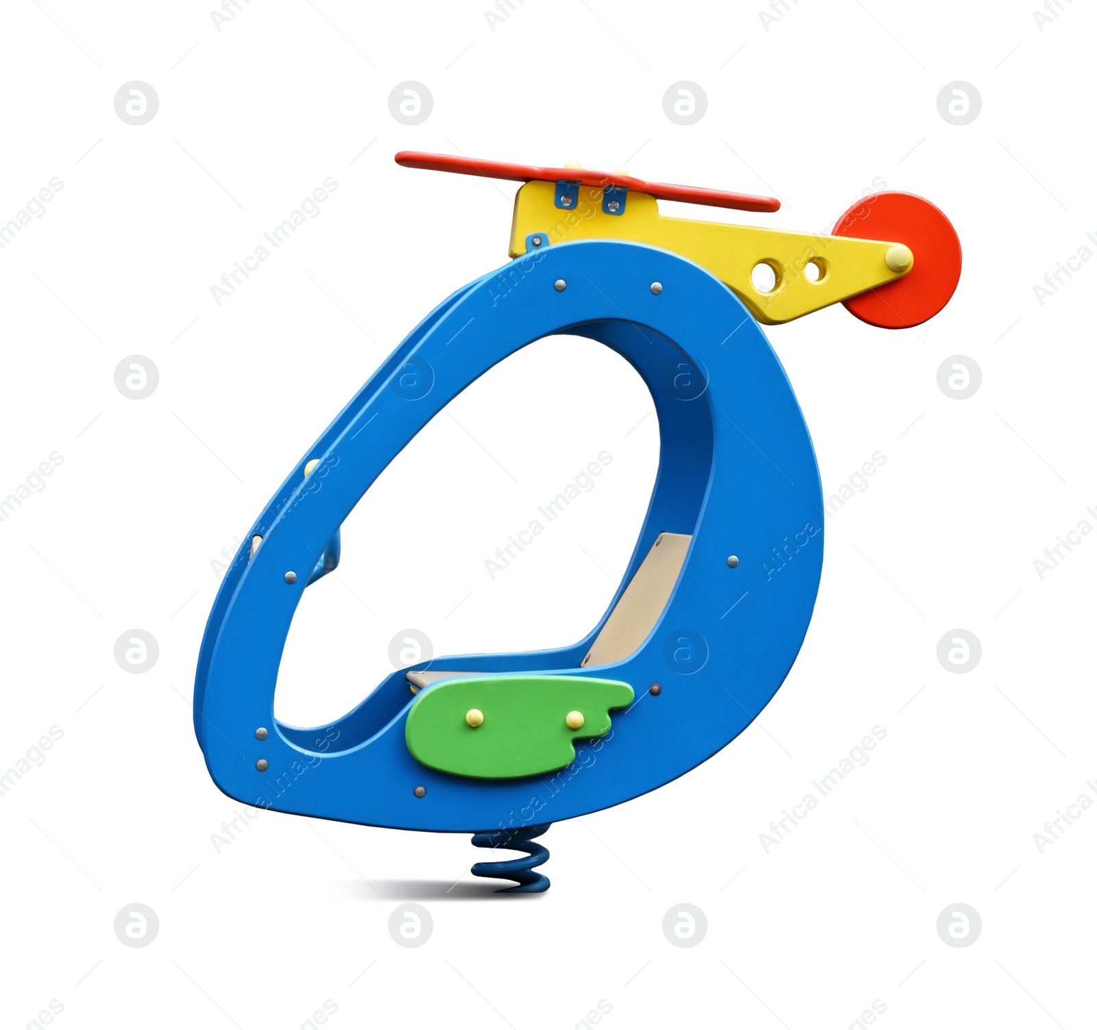 Image of Helicopter spring rider isolated on white. Modern playground equipment