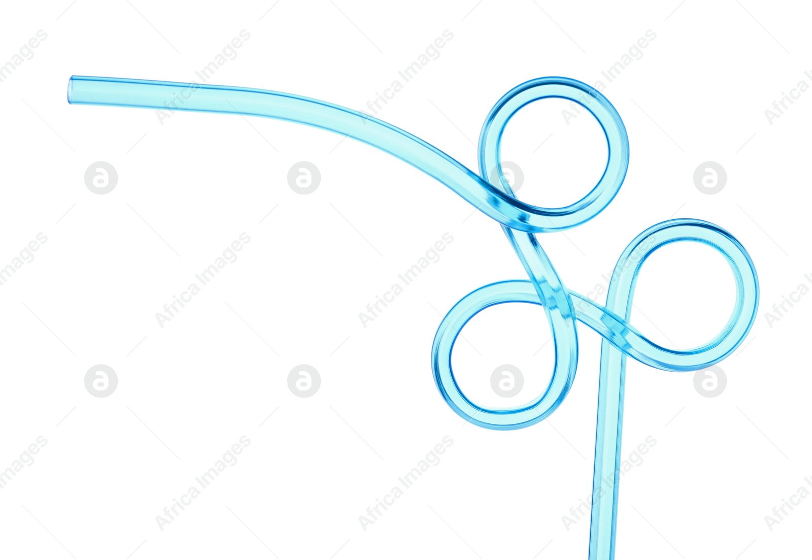 Photo of Light blue plastic cocktail tube isolated on white