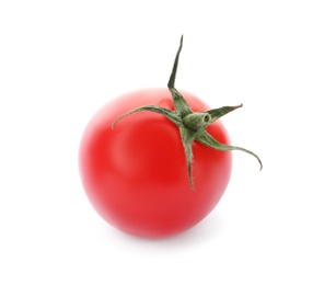 Photo of Fresh ripe red cherry tomato on white background