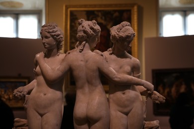 Photo of Rome, Italy - February 3, 2024: Statue Three Graces by Nicolas Cordier in Borghese Gallery