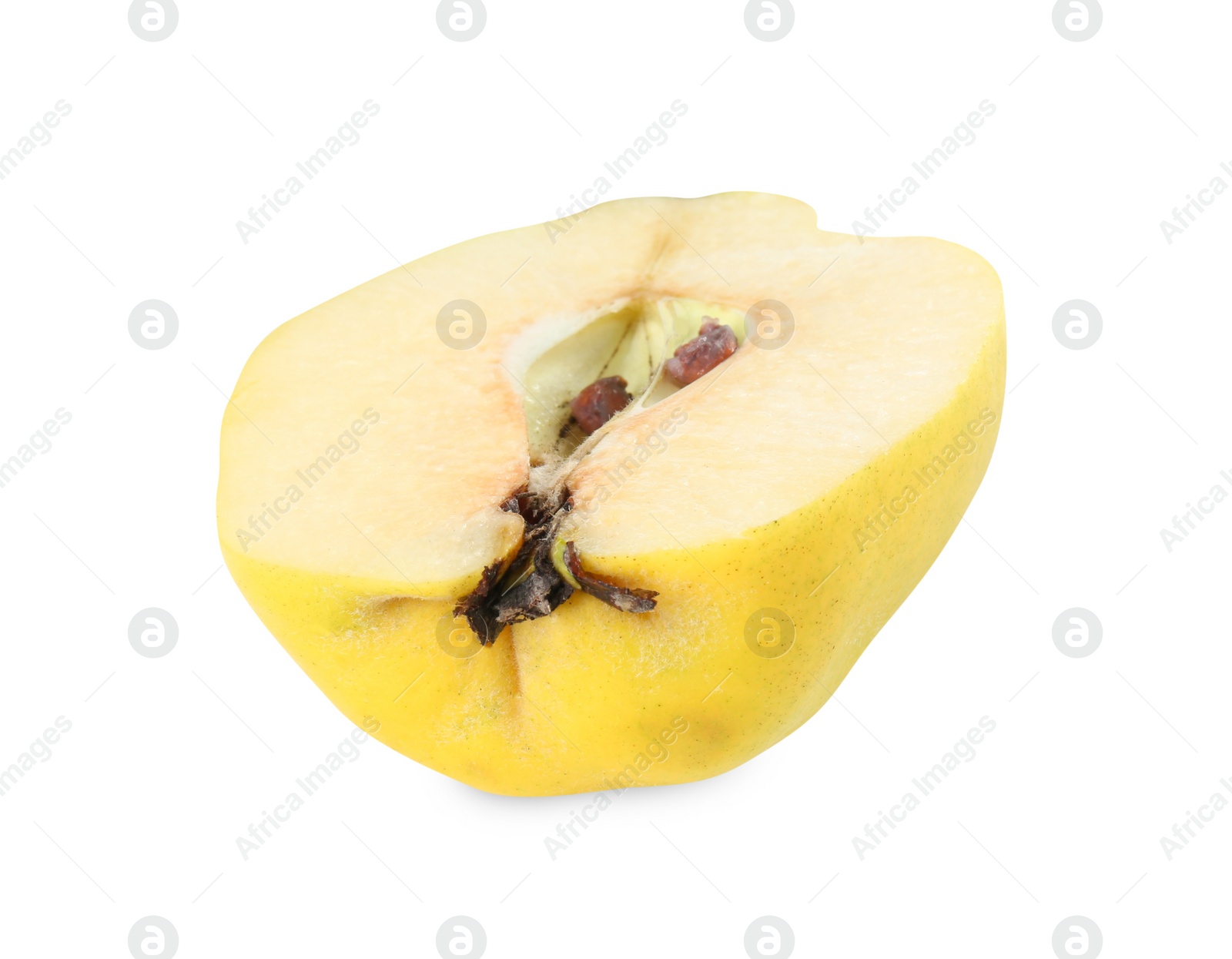 Photo of Half of fresh ripe quince isolated on white