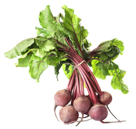 Photo of Raw ripe beets with leaves isolated on white