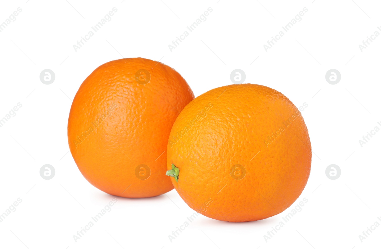 Photo of Fresh ripe oranges isolated on white. Citrus fruit