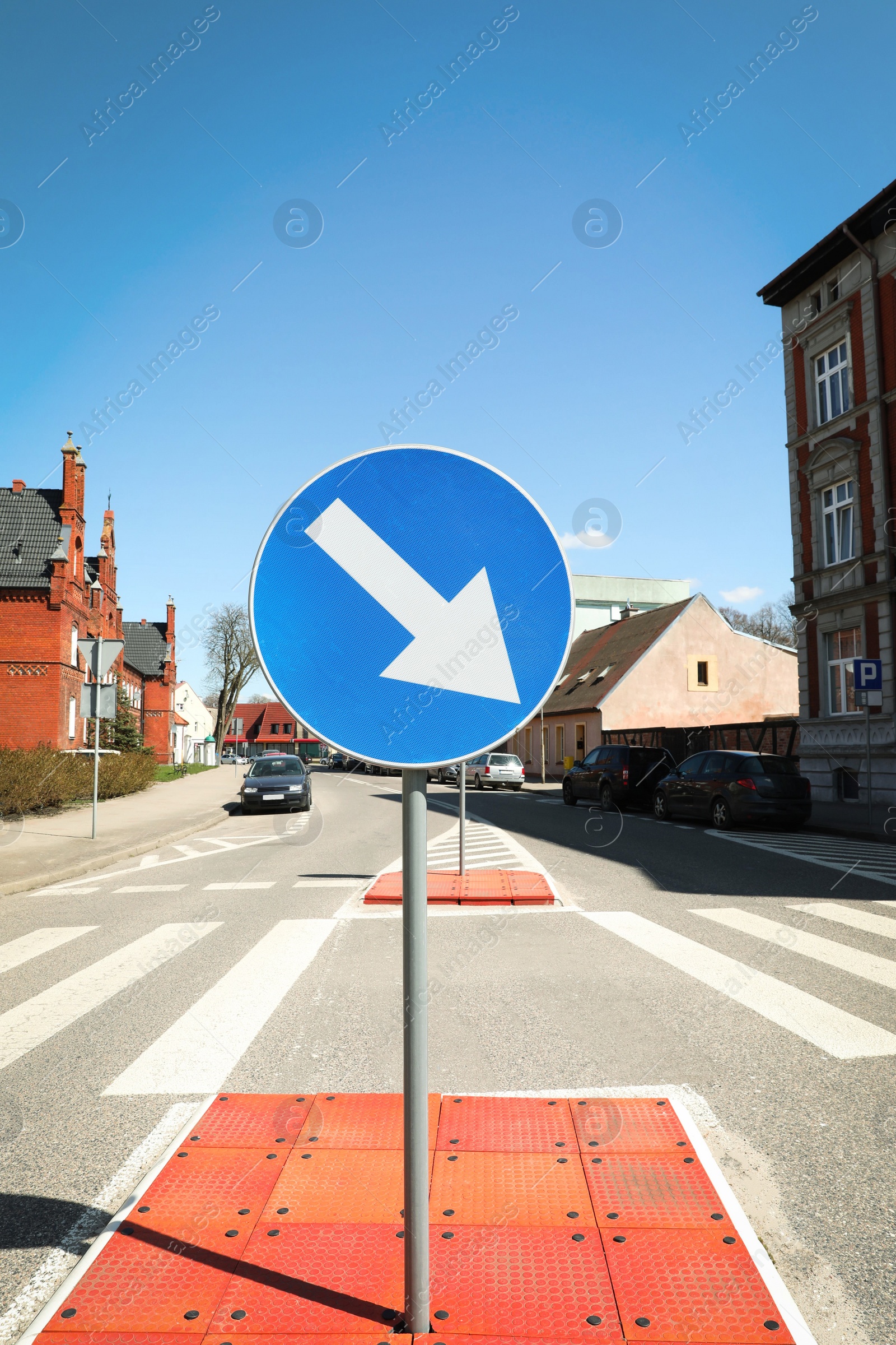 Photo of Traffic sign Keep Right on city street