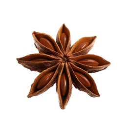 Dry anise star isolated on white. Mulled wine ingredient