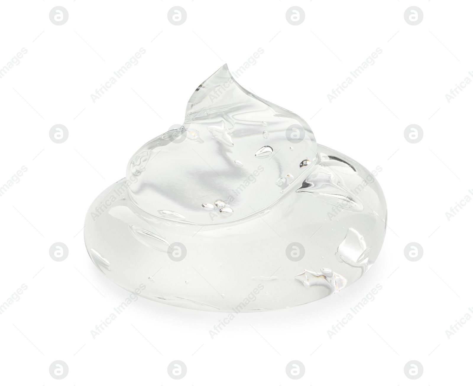 Photo of Sample of clear cosmetic gel on white background, closeup