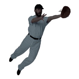 Silhouette of baseball player on white background