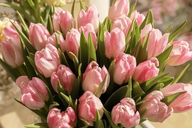 Spring is coming. Bouquet of beautiful tulip flowers, closeup