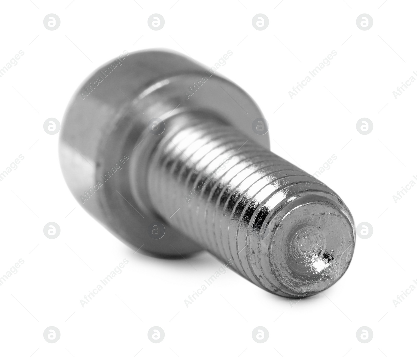 Photo of One metal socket bolt isolated on white