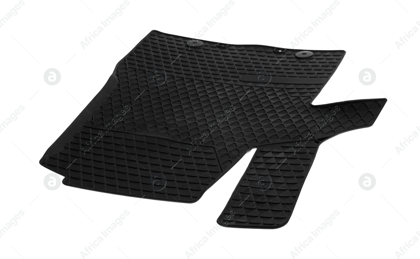 Photo of Black rubber car mat isolated on white