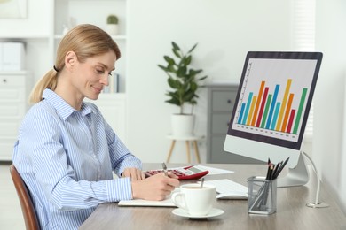 Professional accountant working at wooden desk in office