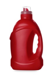 Photo of Red bottle of cleaning product isolated on white