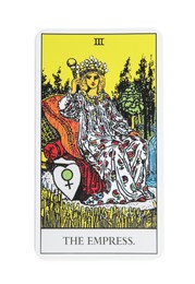 Photo of The Empress isolated on white. Tarot card