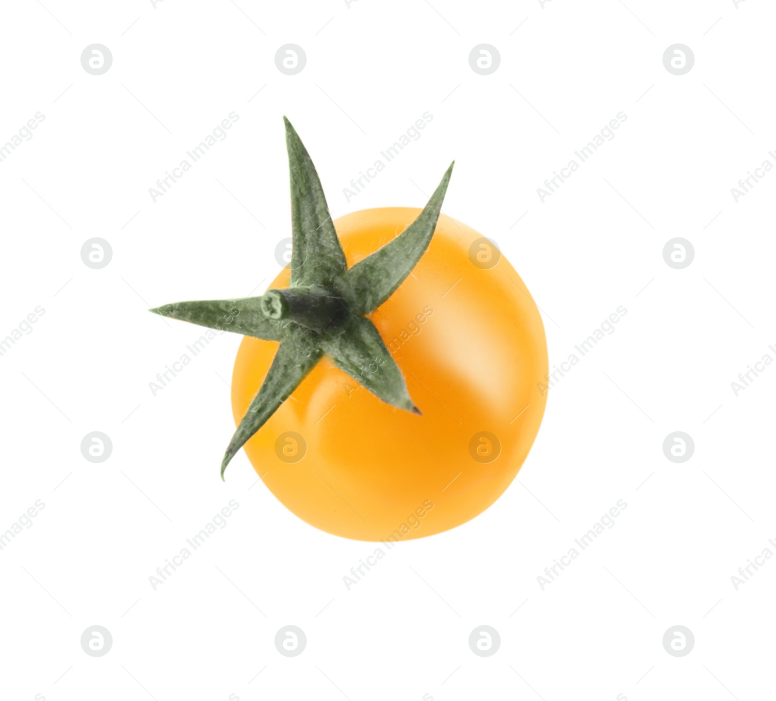 Photo of Ripe yellow cherry tomato isolated on white