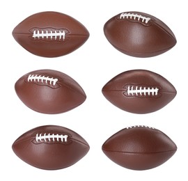 Image of American football ball isolated on white, different sides