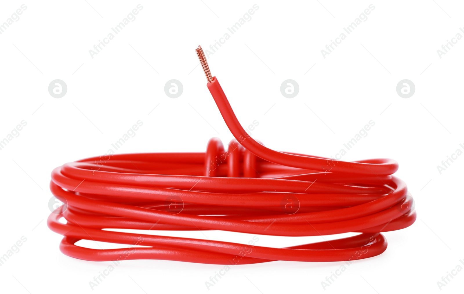 Photo of One new electrical wire isolated on white