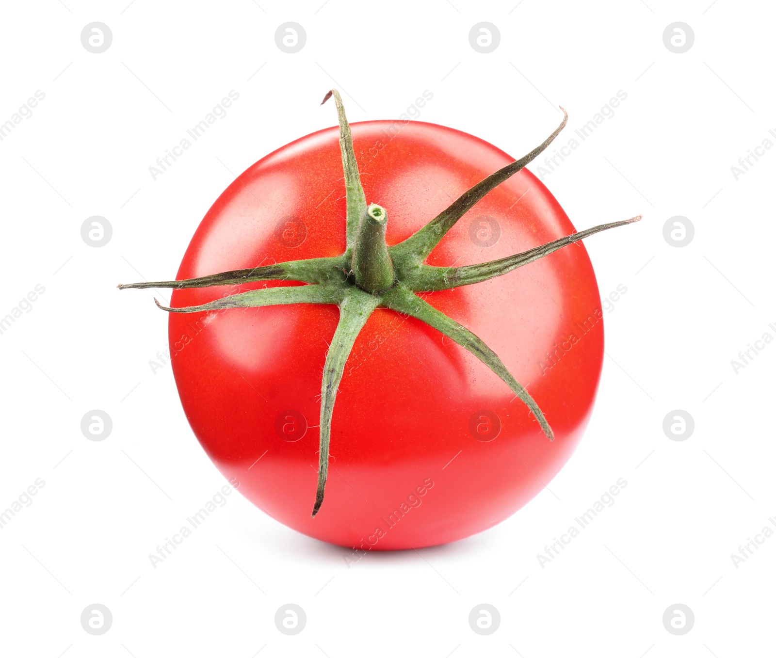 Photo of One red ripe tomato isolated on white