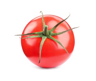 One red ripe tomato isolated on white