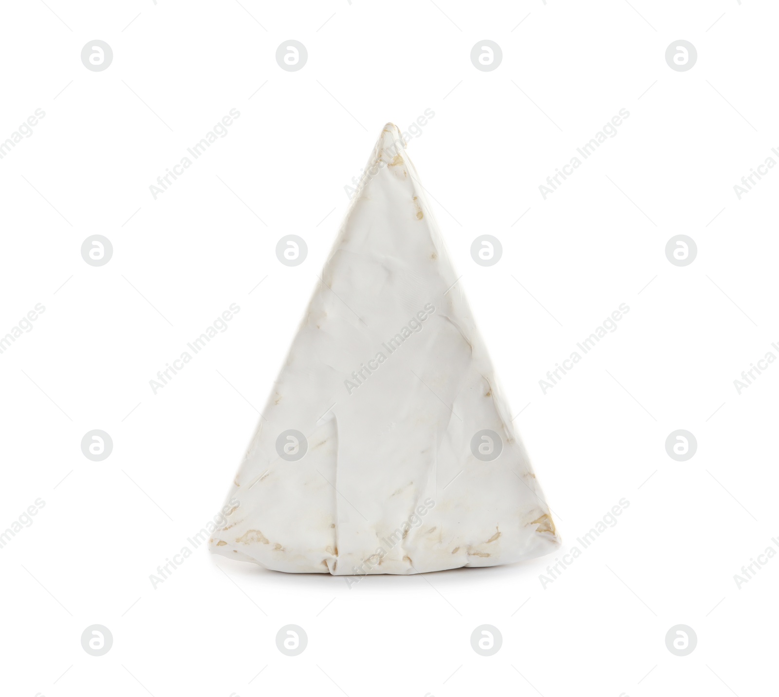 Photo of Piece of tasty brie cheese isolated on white