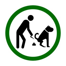 Sign PLEASE CLEAN UP AFTER YOUR DOGS on white background. Illustration