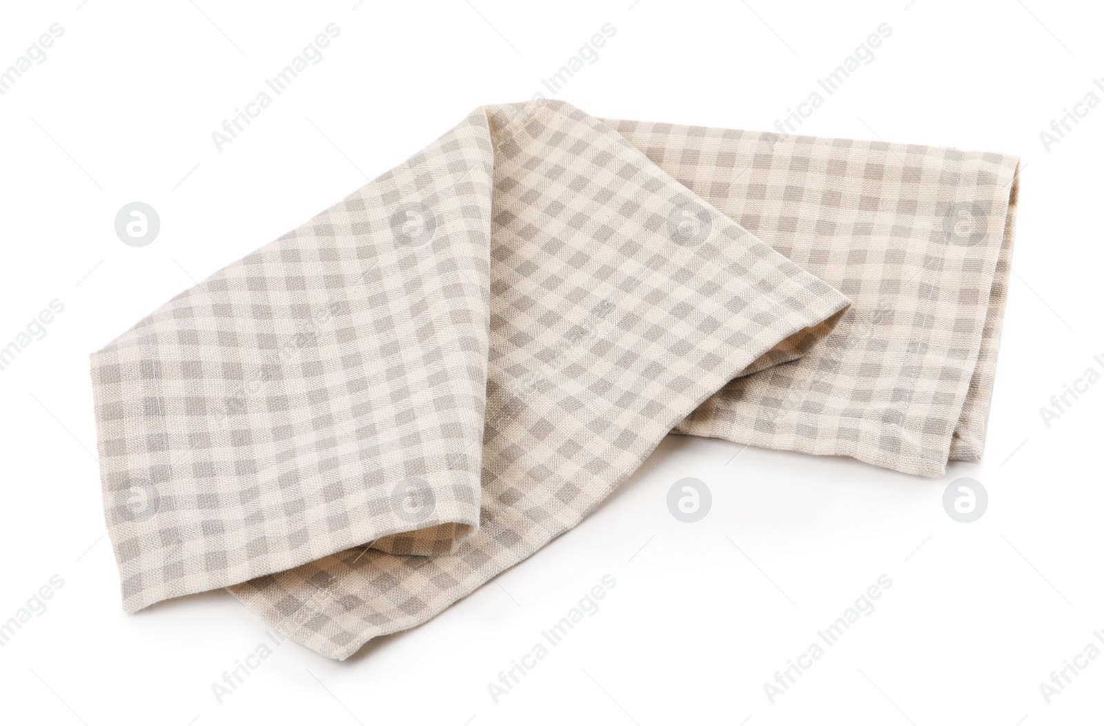 Photo of One grey plaid napkin isolated on white