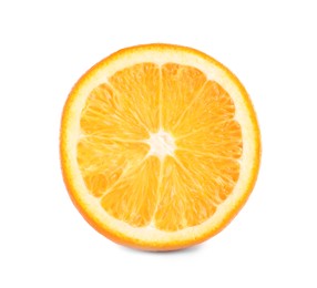 Photo of Cut orange isolated on white. Exotic fruit