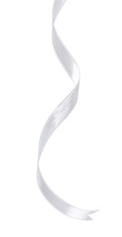 One white satin ribbon isolated on white