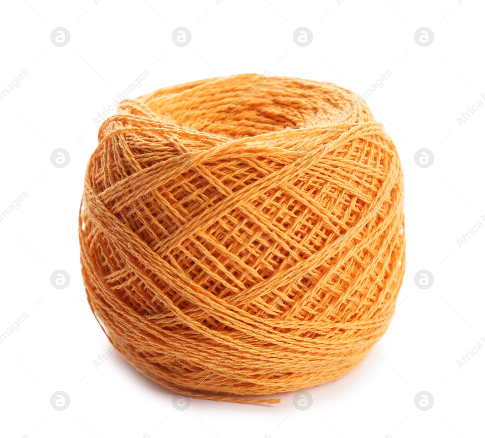 Photo of Clew of color knitting thread on white background