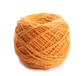 Clew of color knitting thread on white background