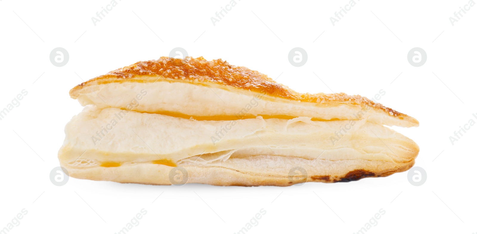 Photo of Puff pastry. One delicious fresh bun isolated on white