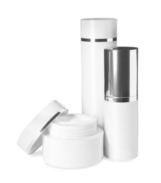 Set of luxury cosmetic products isolated on white