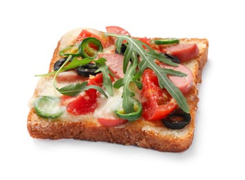 One tasty pizza toast isolated on white
