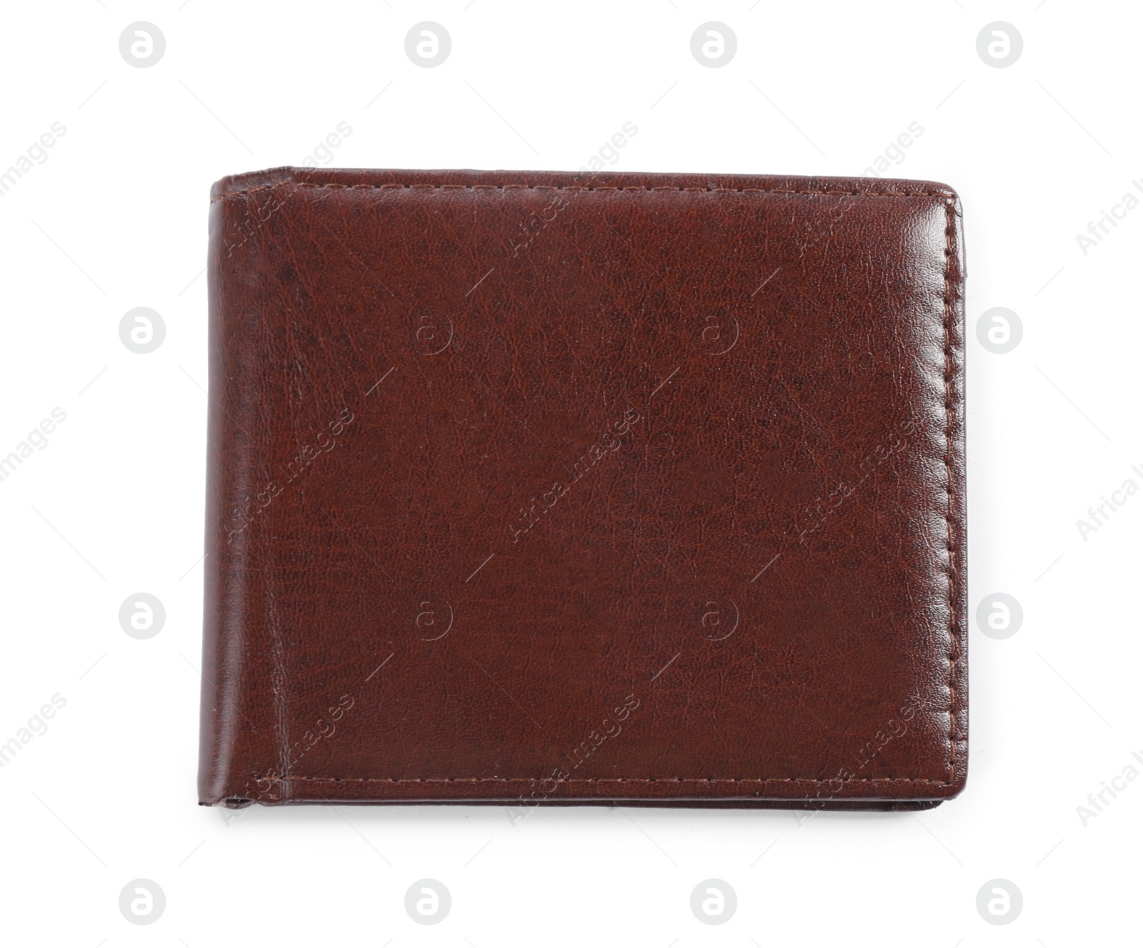 Photo of Stylish leather wallet isolated on white, top view