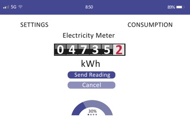 Illustration of Online app with electricity meter data, illustration