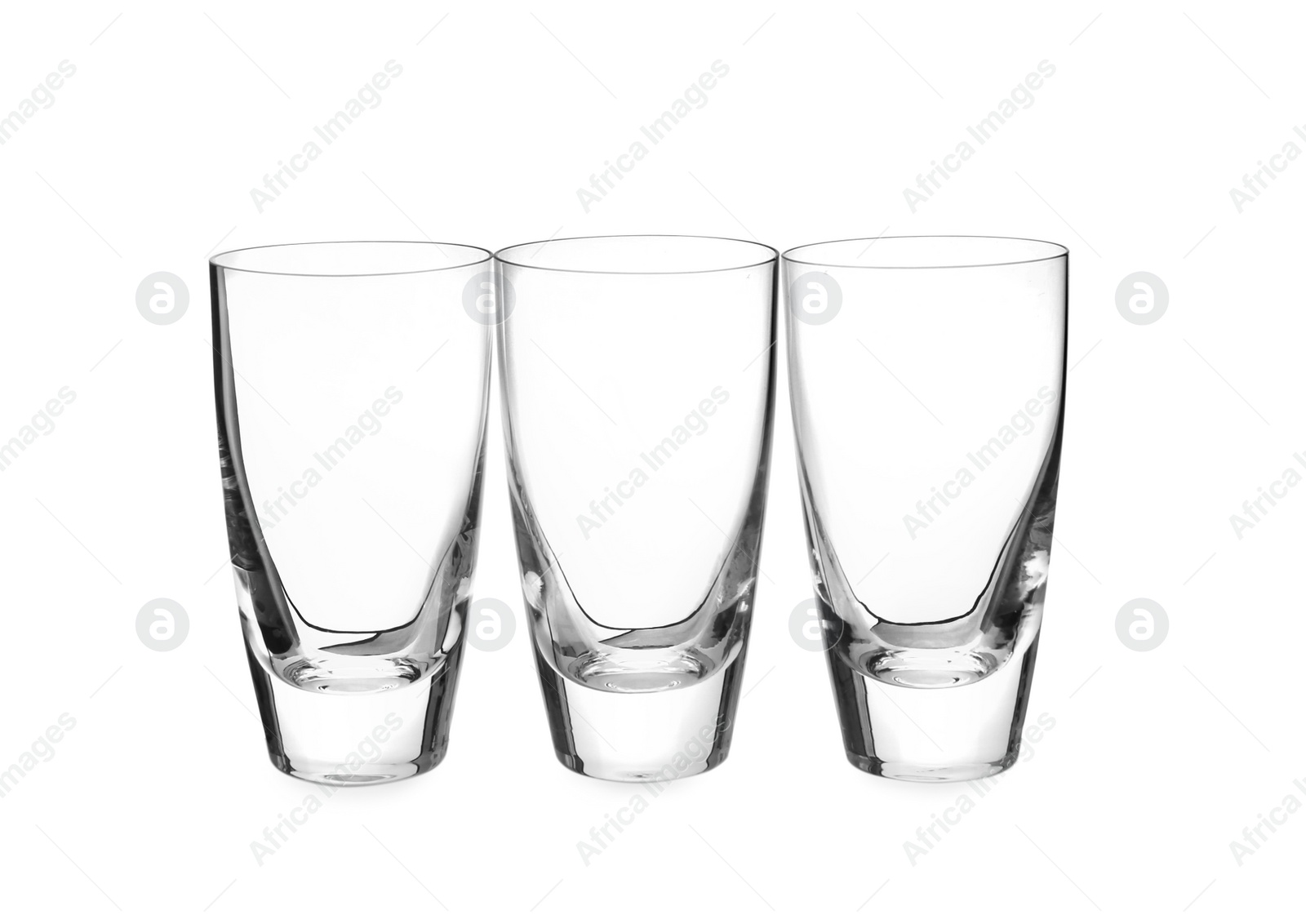 Photo of New clean empty glasses isolated on white
