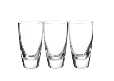 New clean empty glasses isolated on white