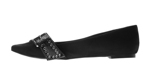 Photo of Stylish black ballerina shoe isolated on white