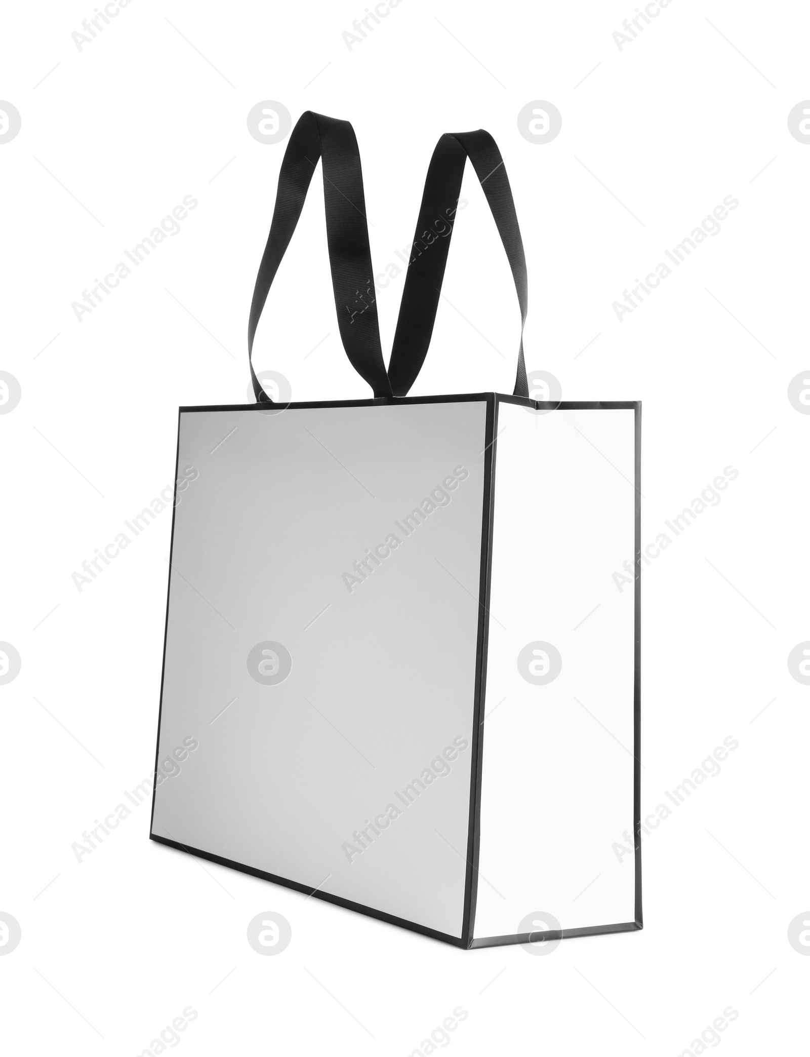 Photo of One paper bag isolated on white. Mockup for design