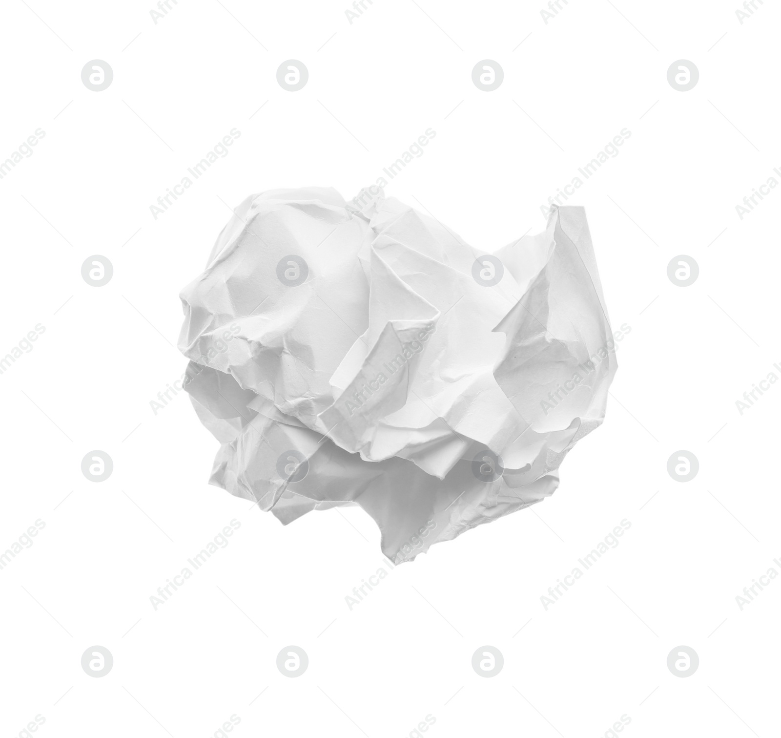 Photo of Crumpled sheet of paper isolated on white, top view