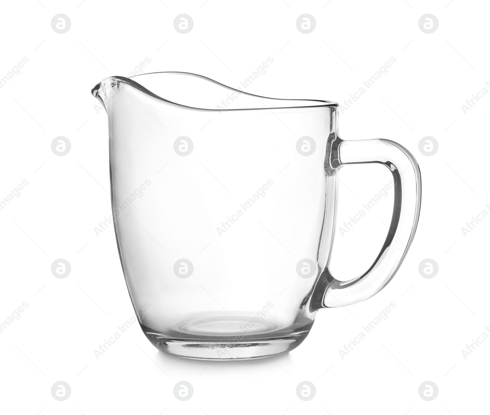 Photo of Clean empty glass jug isolated on white