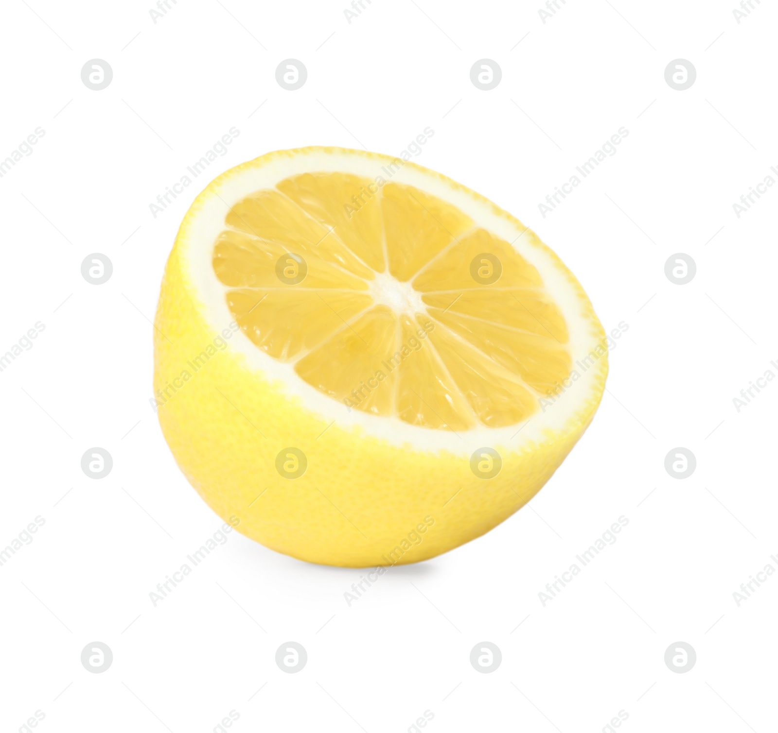 Photo of Fresh ripe lemon half isolated on white