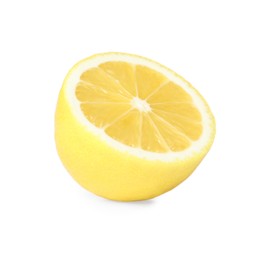 Photo of Fresh ripe lemon half isolated on white