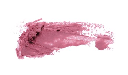 Smear of beautiful lipstick on white background, top view