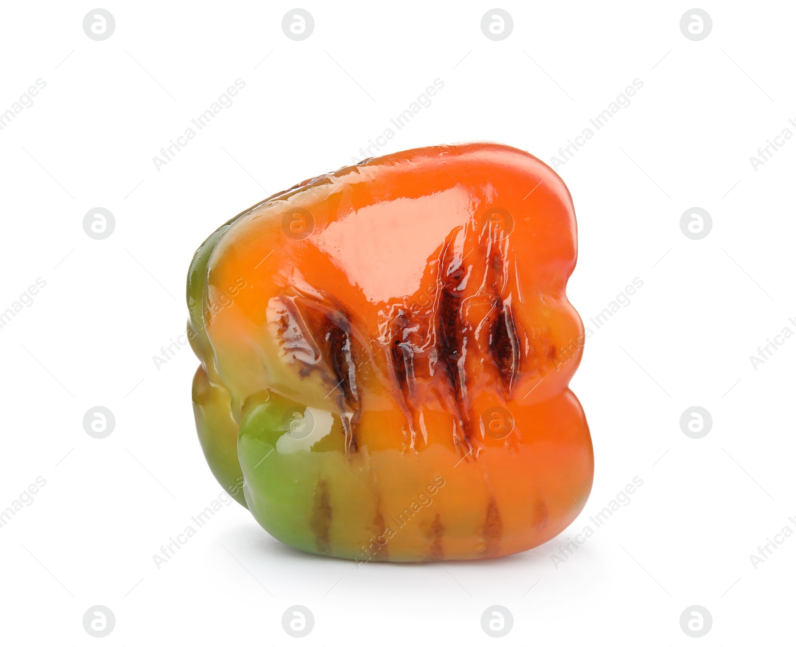 Photo of Grilled ripe paprika pepper on white background