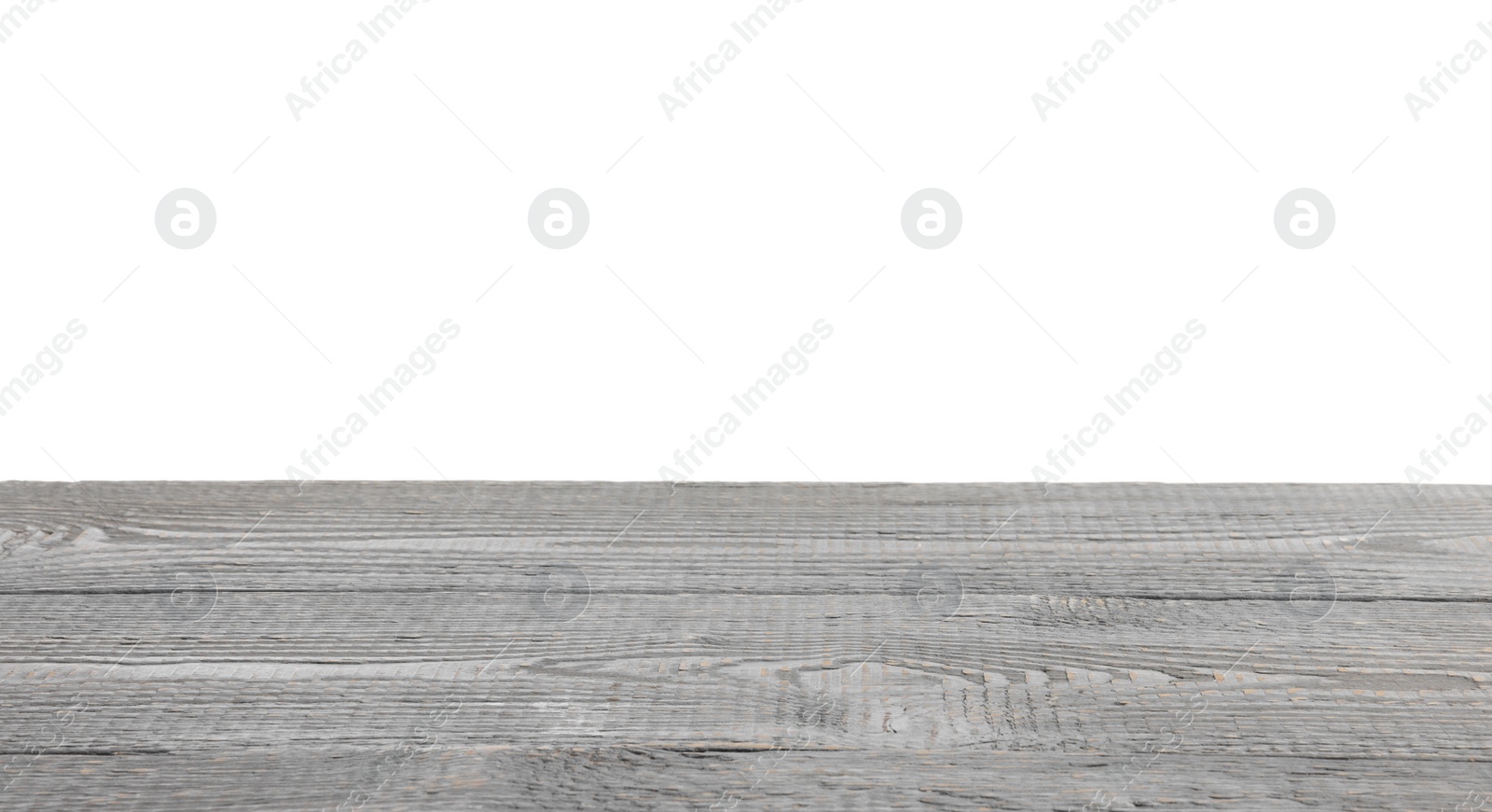 Photo of Empty grey wooden table isolated on white