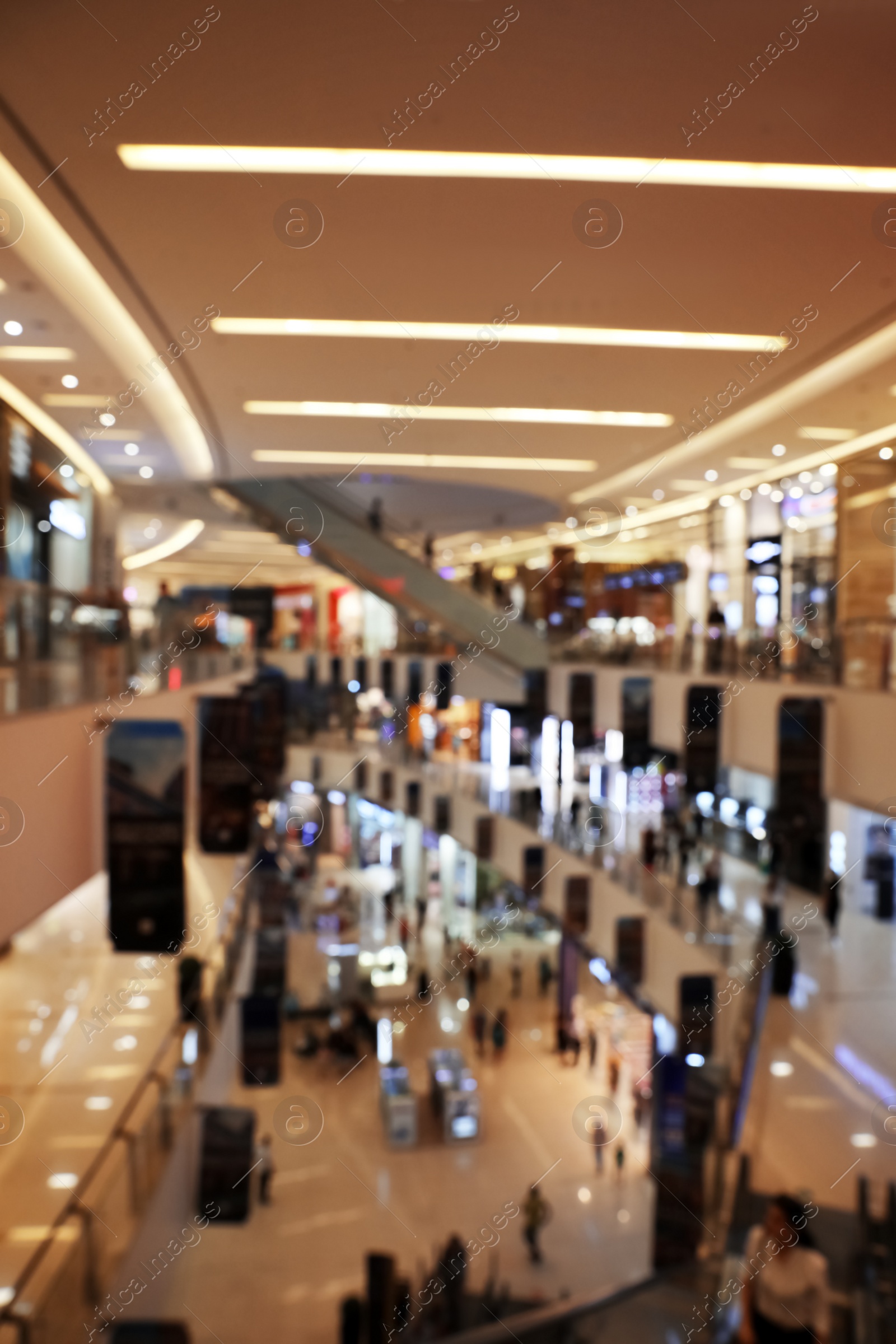 Photo of DUBAI, UNITED ARAB EMIRATES - NOVEMBER 03, 2018: Blurred view of luxury shopping mall