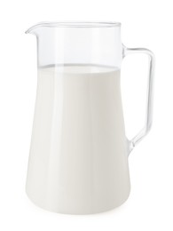 Photo of One jug of fresh milk isolated on white