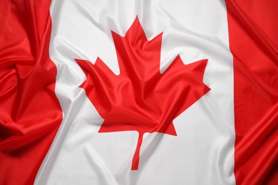 Flag of Canada as background, top view